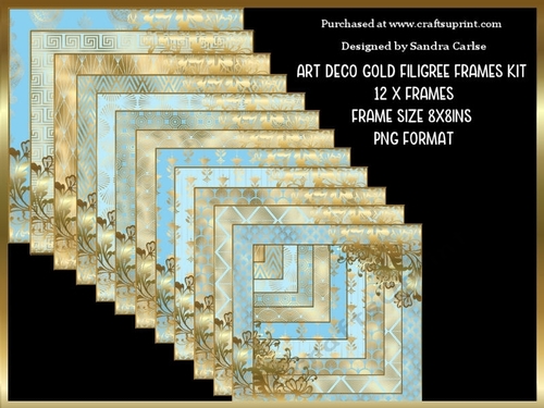 Art Deco Pattern Gold Filigree Frames x 12 Kit