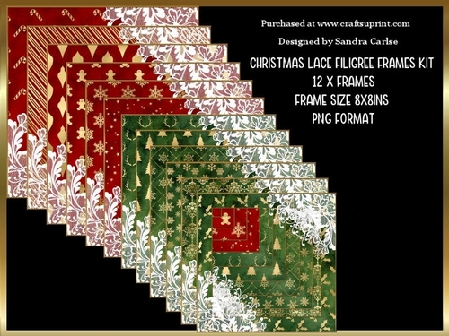 Christmas Pattern Lace Filigree Frames x 12 Kit