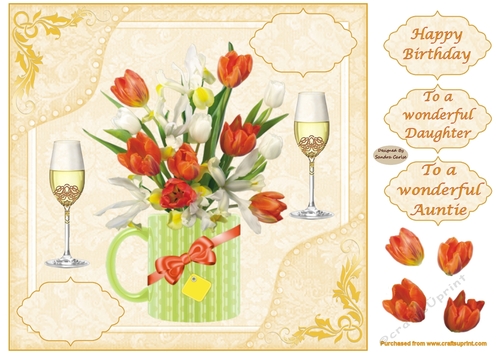 Pretty Tulips Birthday Decoupage Topper 1