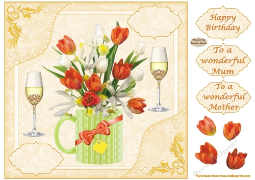 Pretty Tulips Birthday Decoupage Topper 3