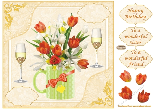 Pretty Tulips Birthday Decoupage Topper 4
