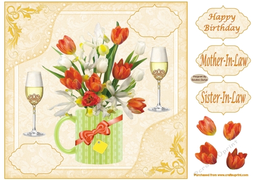 Pretty Tulips Birthday Decoupage Topper 5