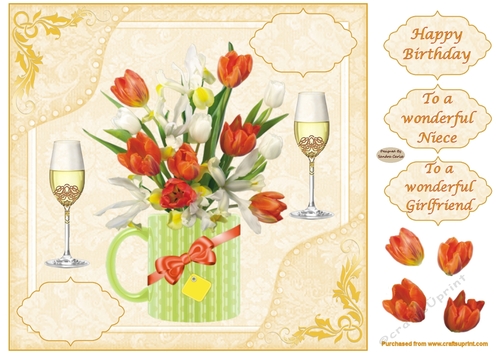 Pretty Tulips Birthday Decoupage Topper 7
