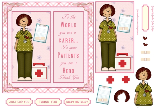 Thank You Carer Decoupage 7x7ins Topper 1