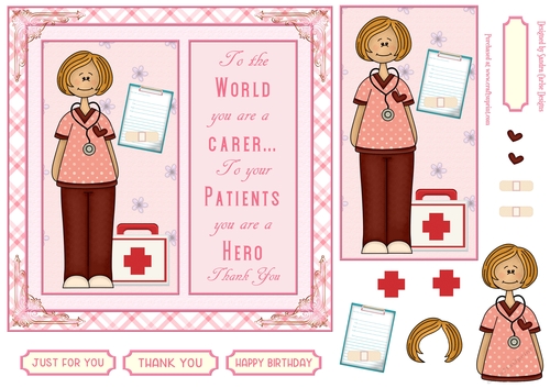 Thank You Carer Decoupage 7x7ins Topper 2