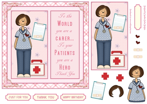 Thank You Carer Decoupage 7x7ins Topper 4