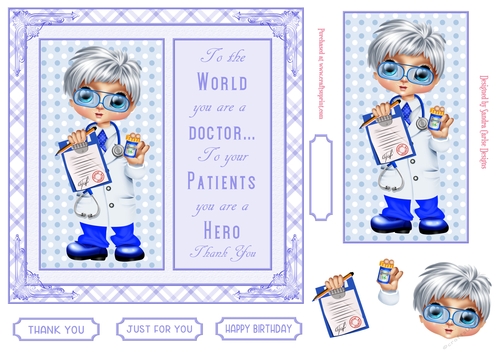 Thank You Doctor Decoupage 7x7ins Topper 2