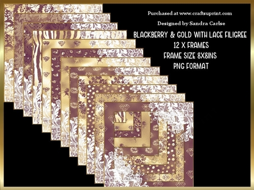 Blackberry & Gold with Lace Filigree Pattern Frames Kit