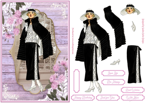 Female Birthday Vintage Lady Decoupage Topper 3