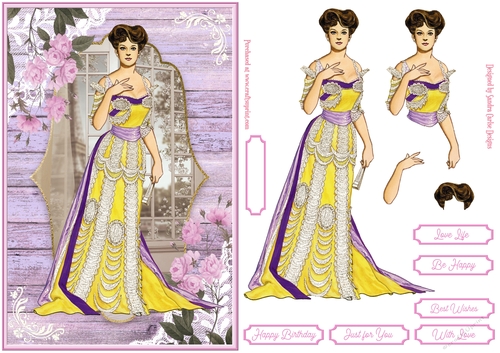 Female Birthday Vintage Lady Decoupage Topper 4