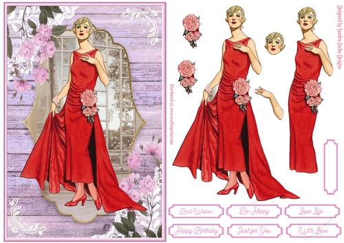 Female Birthday Vintage Lady Decoupage Topper 5