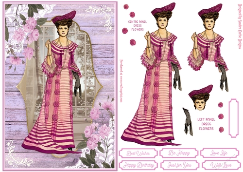 Female Birthday Vintage Lady Decoupage Topper 6