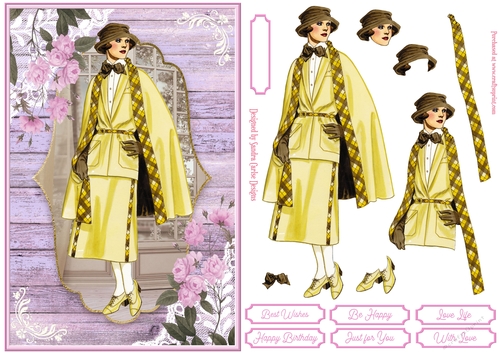 Female Birthday Vintage Lady Decoupage Topper 9