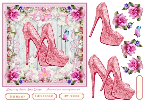 Female Birthday Glitter Shoes 7x7ins Topper 2