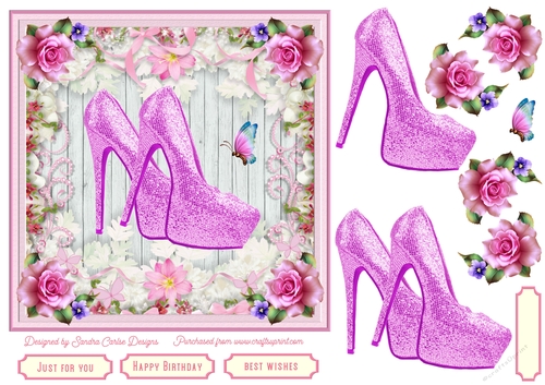 Female Birthday Glitter Shoes 7x7ins Topper 3