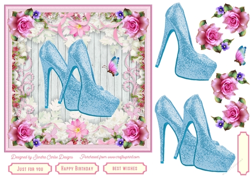 Female Birthday Glitter Shoes 7x7ins Topper 4