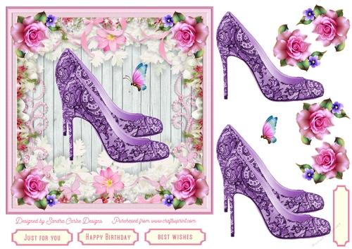 Female Birthday Lace Shoes 7x7ins Topper 1
