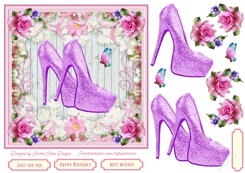 Female Birthday Glitter Shoes 7x7ins Topper 6