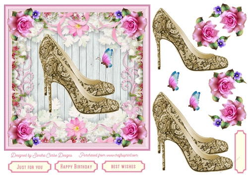 Female Birthday Lace Shoes 7x7ins Topper 2