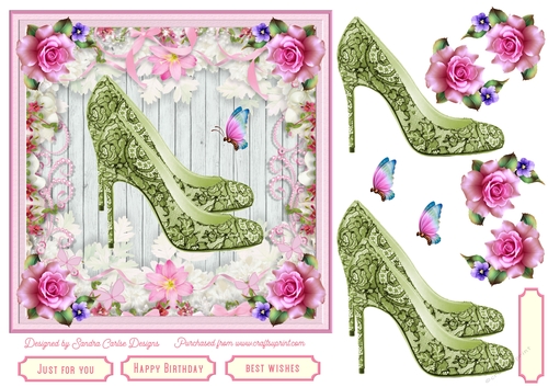 Female Birthday Lace Shoes 7x7ins Topper 3