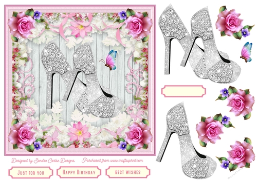 Female Birthday Diamond Shoes 7x7ins Topper 2