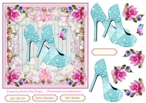 Female Birthday Diamond Shoes 7x7ins Topper 3