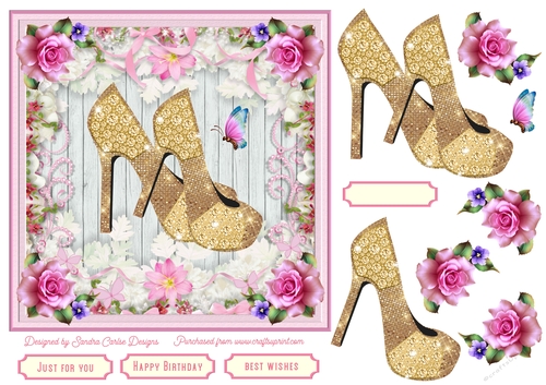 Female Birthday Diamond Shoes 7x7ins Topper 4