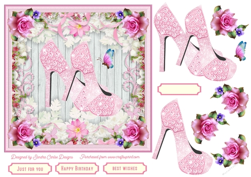 Female Birthday Diamond Shoes 7x7ins Topper 5