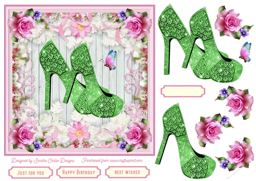 Female Birthday Diamond Shoes 7x7ins Topper 7