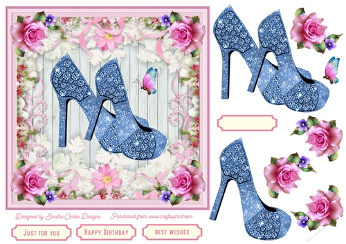 Female Birthday Diamond Shoes 7x7ins Topper 8