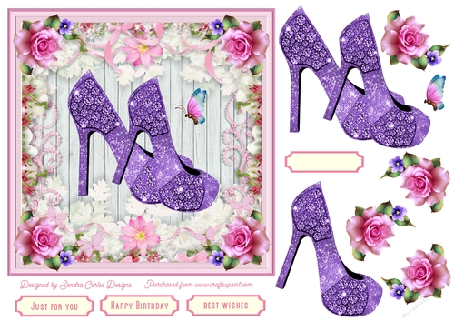 Female Birthday Diamond Shoes 7x7ins Topper 9