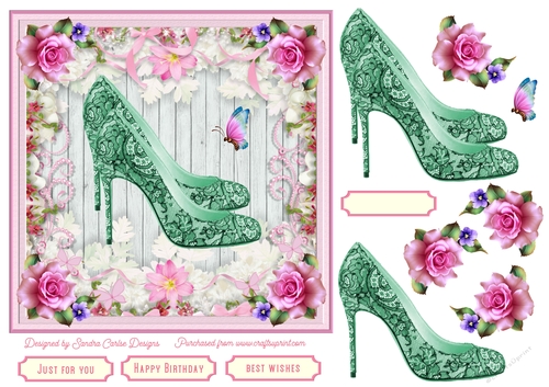 Female Birthday Lace Shoes 7x7ins Topper 4