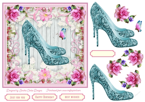 Female Birthday Lace Shoes 7x7ins Topper 5