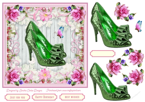 Female Glitter Shoes with Bow 7x7ins Topper 4
