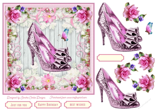Female Glitter Shoes with Bow 7x7ins Topper 5
