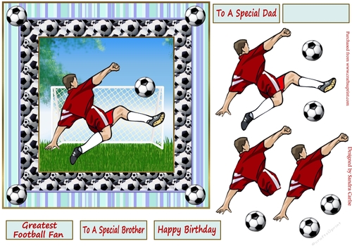 Football Fan Birthday Decoupage Topper 3