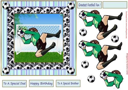 Football Fan Goalkeeper Birthday Decoupage Topper 