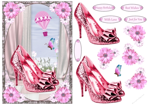 Glitter Bow Shoes Decoupage Topper 2