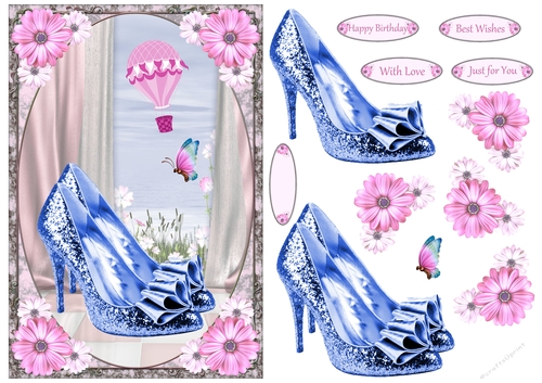 Glitter Bow Shoes Decoupage Topper 11