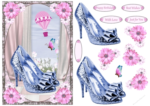 Glitter Bow Shoes Decoupage Topper 12