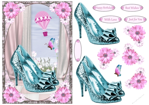 Glitter Bow Shoes Decoupage Topper 13