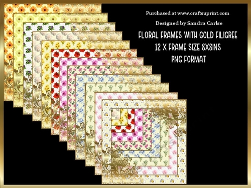 Floral Frames x 12 Gold Filigree Kit
