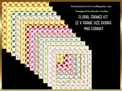 Floral 8x8ins Frames x 12 Kit