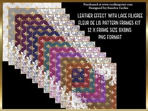 Leather Effect Lace Filigree 8x8ins 12 x Frames Kit