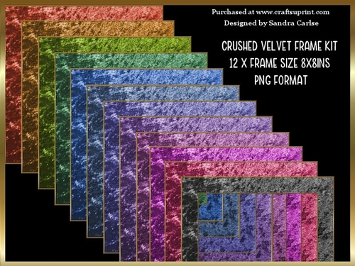 Crushed Velvet 8x8ins 12 x Frames Kit