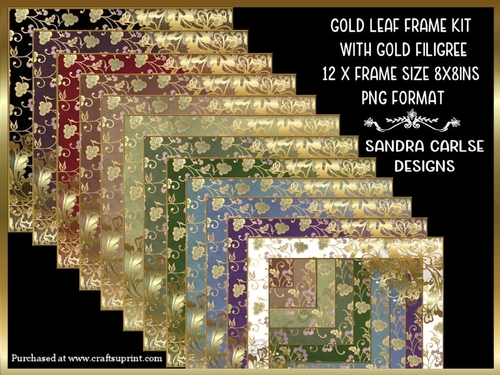 Gold Leaf 12 x Frames with Gold Filigree Kit