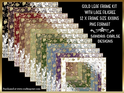Gold Leaf 12 x Frames with Lace Filigree Kit