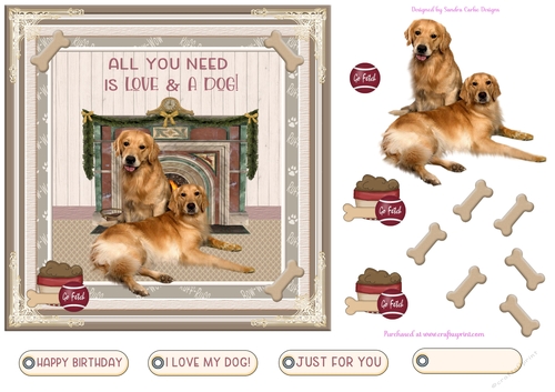 Love My Dog Decoupage 7x7ins Topper 2a