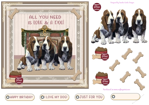 Love My Dog Decoupage 7x7ins Topper 3