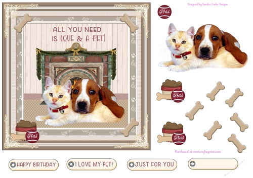 Love My Pet Decoupage 7x7ins Topper 4a